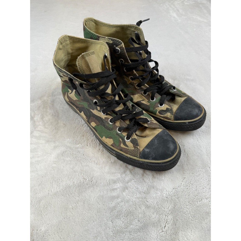 Converse High Top Sneakers in Camouflage Green and Black